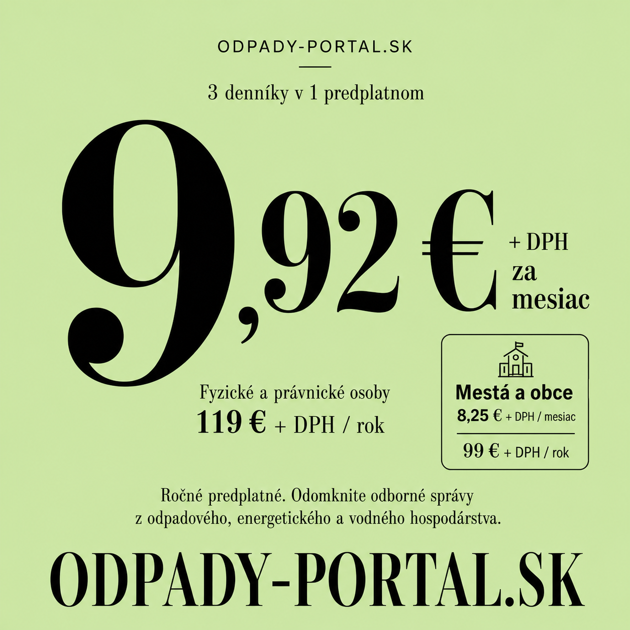 Predplatné denníka ODPADY-PORTAL