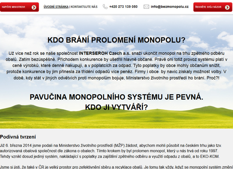 Interseroh Czech spustil informačnú kampaň "proti monopolu"